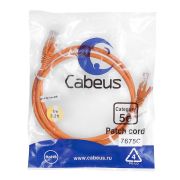 Патч-корд U/UTP кат.5E PC-UTP-RJ45-Cat.5e-1m-OR-LSZH 2xRJ45/8p8c неэкранир. LSZH 1м оранж. Cabeus 9521c