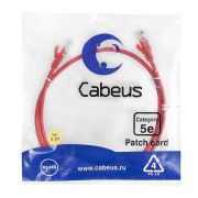 Патч-корд U/UTP кат.5E PC-UTP-RJ45-Cat.5e-1m-RD-LSZH 2xRJ45/8p8c неэкранир. LSZH 1м красн. Cabeus 9513c