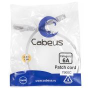 Патч-корд S/FTP кат.6A PC-SSTP-RJ45-Cat.6a-0.5m-LSZH 2xRJ45/8p8c экранир. LSZH (10G) 0.5м сер. Cabeus 7900c