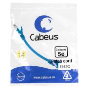 Патч-корд U/UTP кат.5E PC-UTP-RJ45-Cat.5e-0.15m-BL 2xRJ45/8p8c неэкранир. PVC 0.15м син. Cabeus 8989c