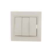 Выключатель 3-кл. СП Mira 10А IP20 со вставкой крем. LEZARD 701-0303-109