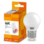 Лампа светодиодная G45 5Вт шар 3000К тепл. бел. E27 450лм 230-240В IEK LLE-G45-5-230-30-E27