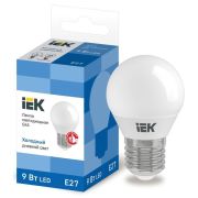 Лампа светодиодная G45 9Вт шар 6500К E27 230В IEK LLE-G45-9-230-65-E27